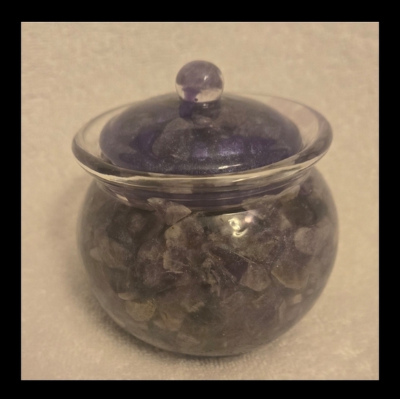 Amathyst Crystals Glass Art Jar - Picture 2 of 4